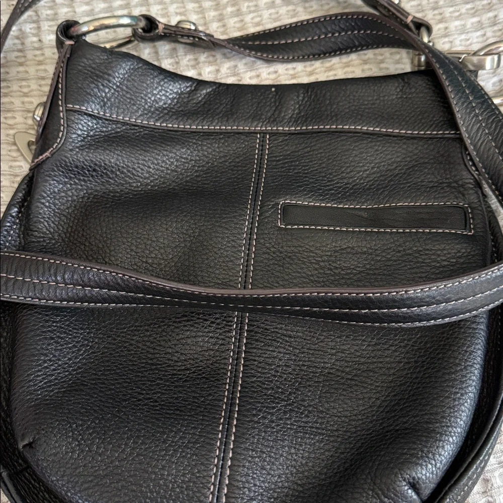 b. makowsky Black Leather Shoulder Bag with Silver Accents - Picture 4 of 5
